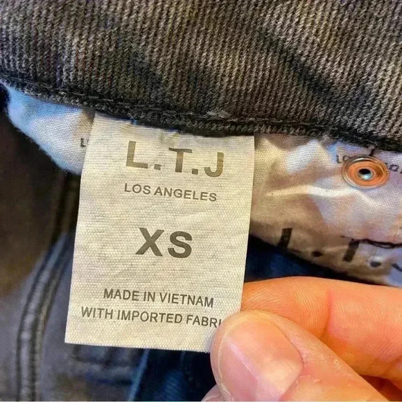 L.T.J  letter to juliet Frayed‎ Hem Denim Shorts XS Washed Black Distressed NWT - Picture 7 of 8